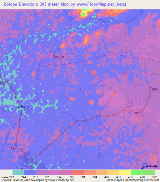 Zolopa,Liberia Elevation Map