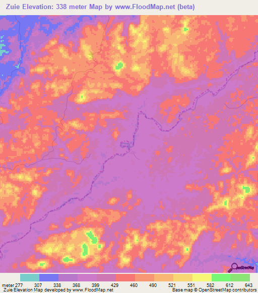 Zuie,Liberia Elevation Map