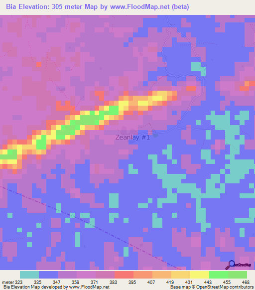 Bia,Liberia Elevation Map
