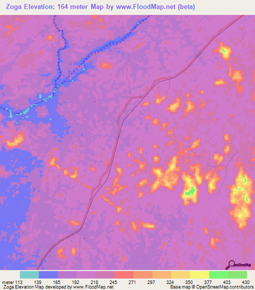 Zoga,Liberia Elevation Map