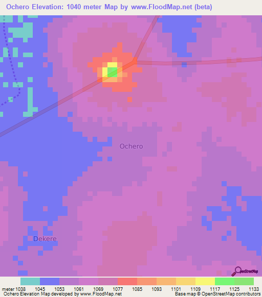 Ochero,Uganda Elevation Map