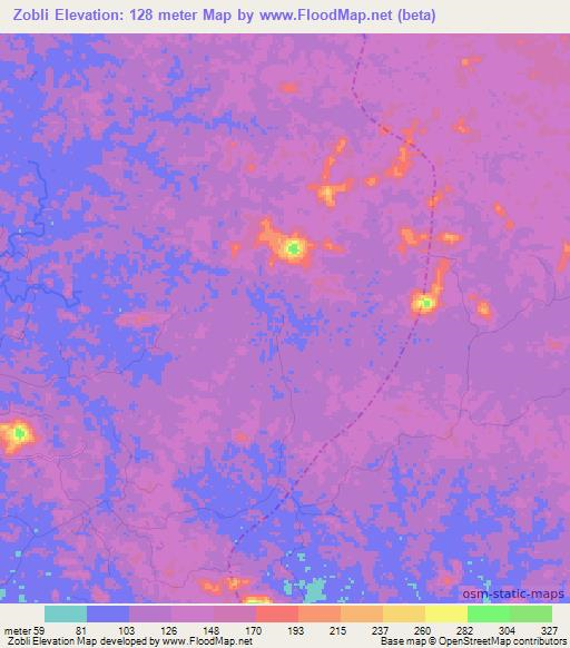 Zobli,Liberia Elevation Map