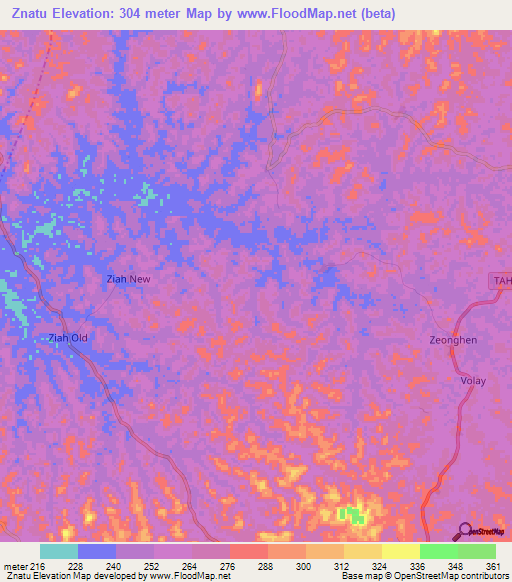 Znatu,Liberia Elevation Map