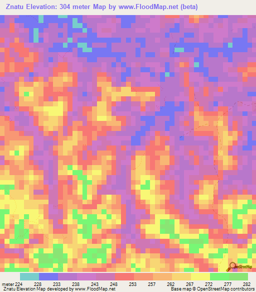 Znatu,Liberia Elevation Map