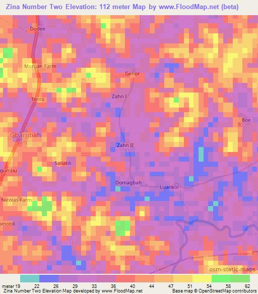 Zina Number Two,Liberia Elevation Map