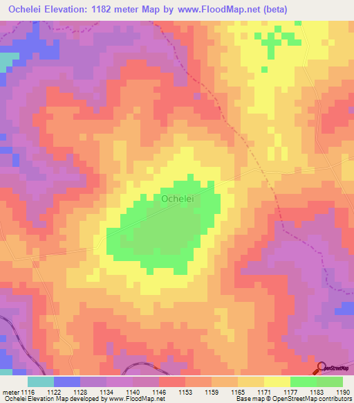 Ochelei,Uganda Elevation Map