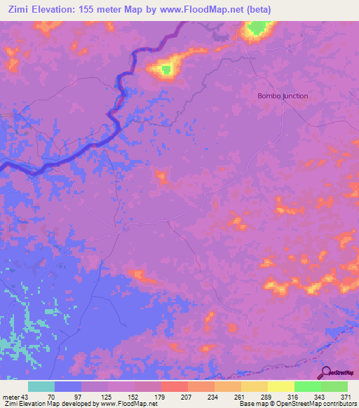 Zimi,Liberia Elevation Map