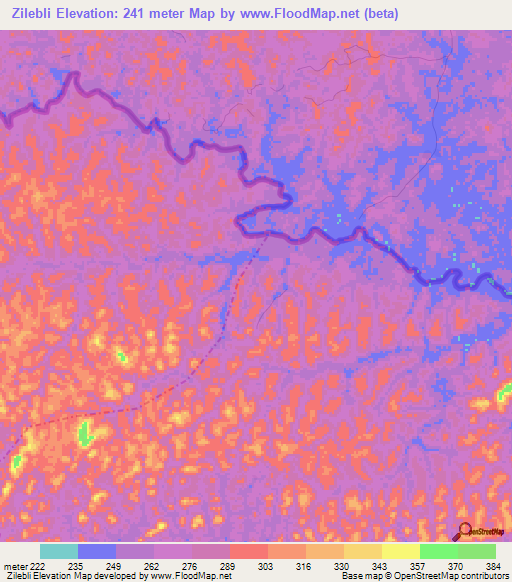 Zilebli,Liberia Elevation Map