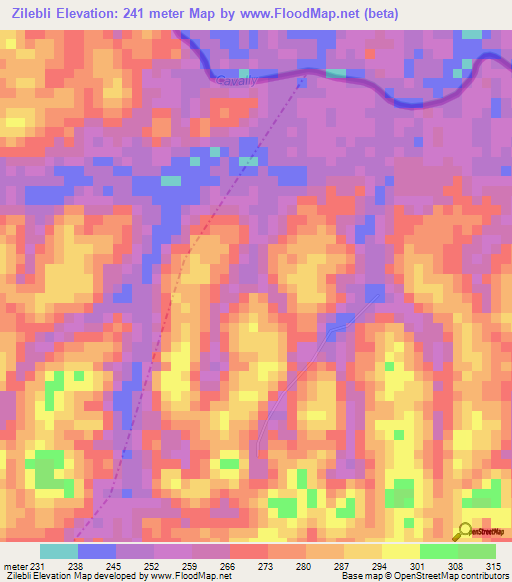 Zilebli,Liberia Elevation Map
