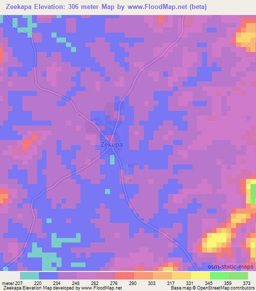 Zeekapa,Liberia Elevation Map