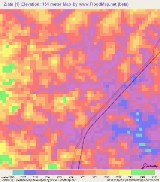 Ziata (1),Liberia Elevation Map