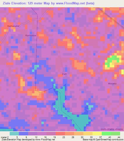 Ziale,Liberia Elevation Map