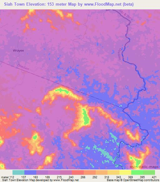 Siah Town,Liberia Elevation Map