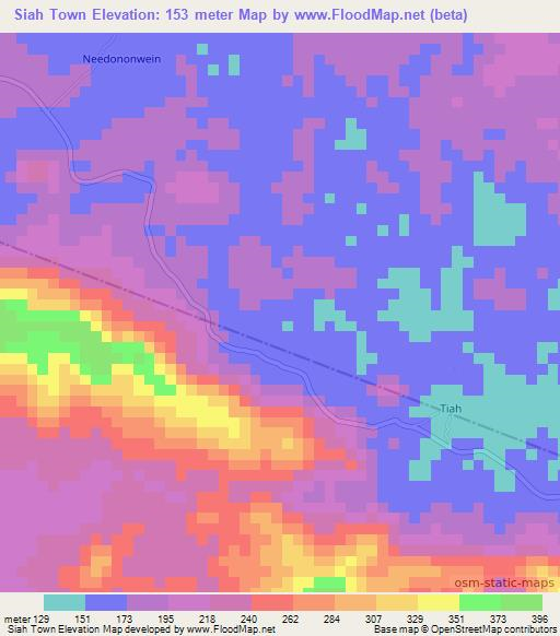 Siah Town,Liberia Elevation Map