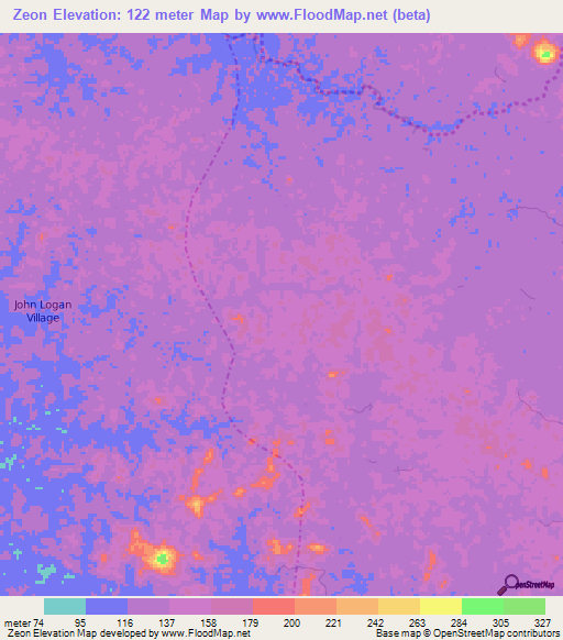 Zeon,Liberia Elevation Map