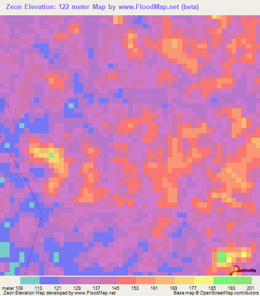 Zeon,Liberia Elevation Map
