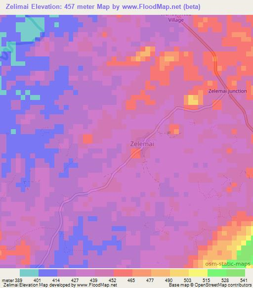Zelimai,Liberia Elevation Map
