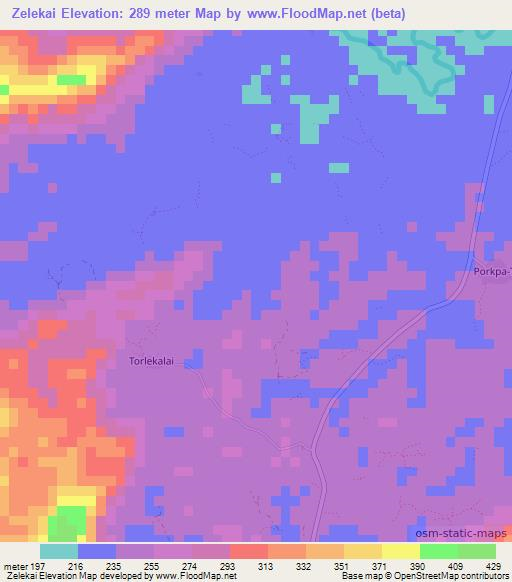 Zelekai,Liberia Elevation Map