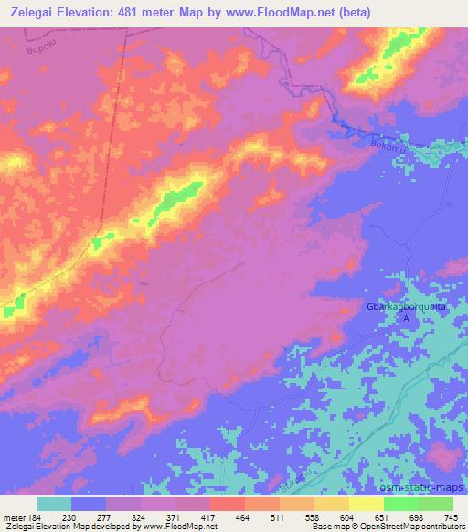 Zelegai,Liberia Elevation Map