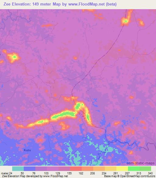 Zee,Liberia Elevation Map