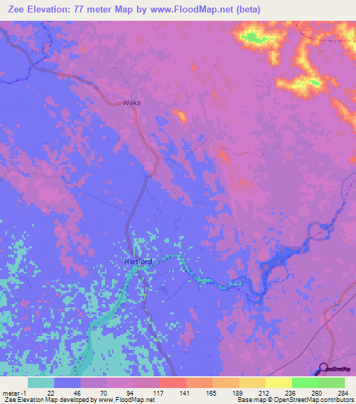 Zee,Liberia Elevation Map
