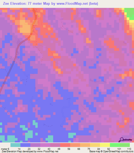 Zee,Liberia Elevation Map