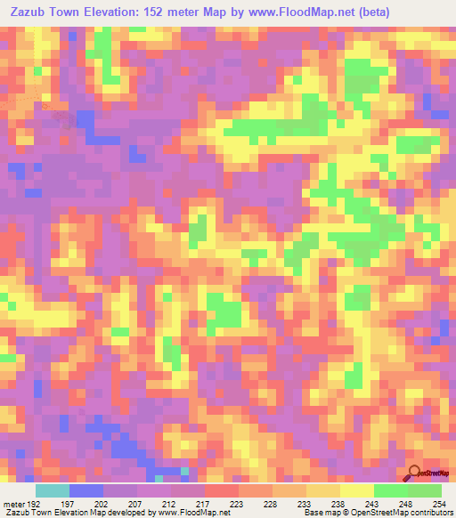 Zazub Town,Liberia Elevation Map