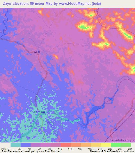 Zayo,Liberia Elevation Map