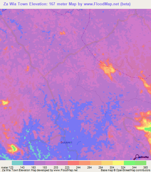 Za Wia Town,Liberia Elevation Map