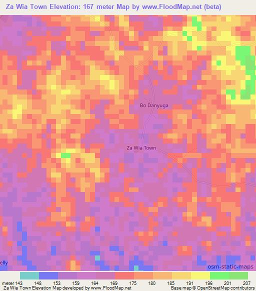Za Wia Town,Liberia Elevation Map