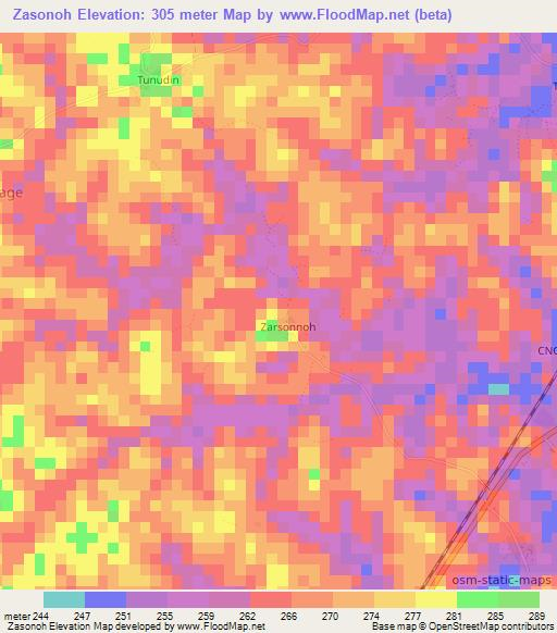 Zasonoh,Liberia Elevation Map