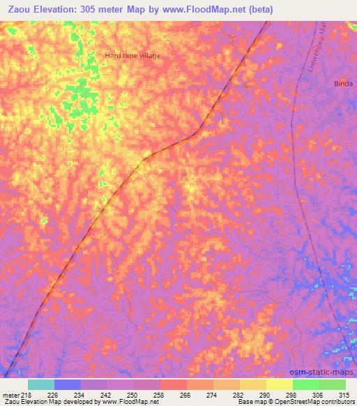 Zaou,Liberia Elevation Map