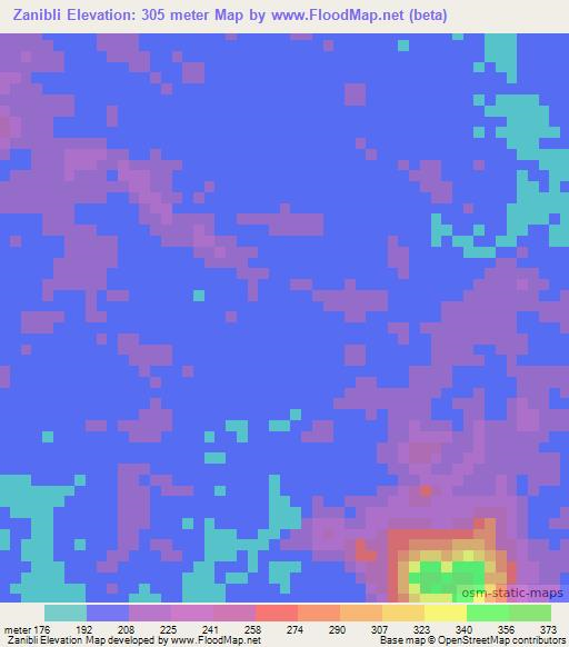 Zanibli,Liberia Elevation Map