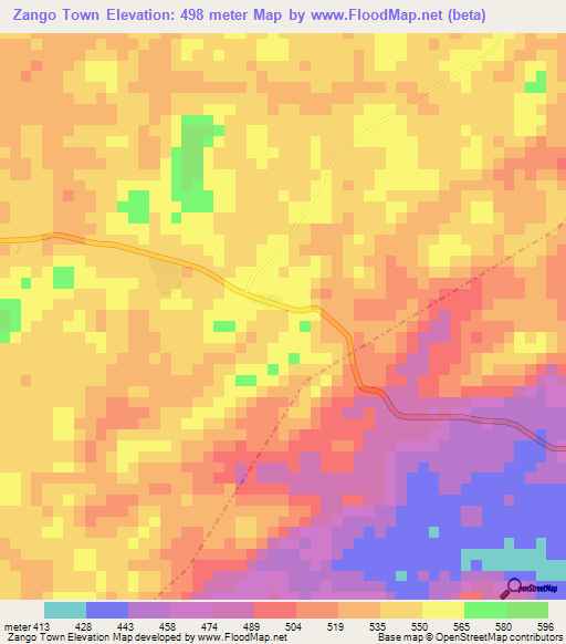 Zango Town,Liberia Elevation Map