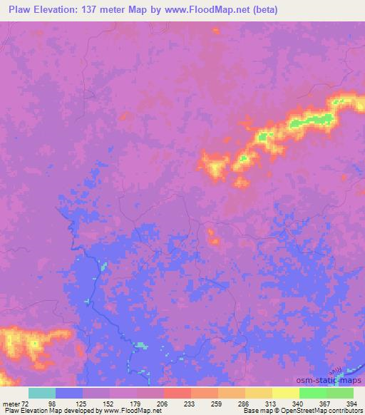 Plaw,Liberia Elevation Map