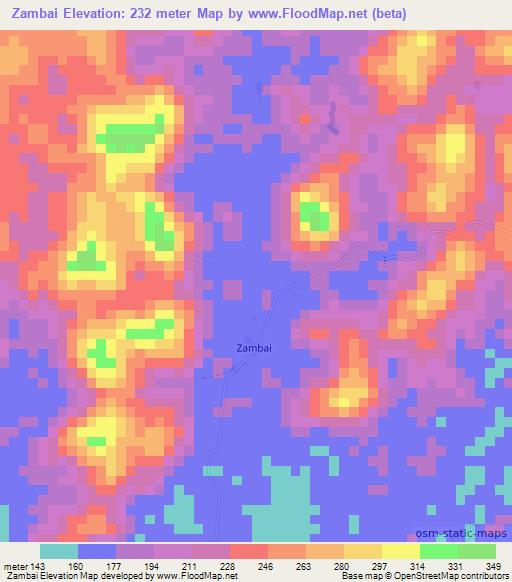 Zambai,Liberia Elevation Map