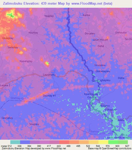 Zalimobuku,Liberia Elevation Map