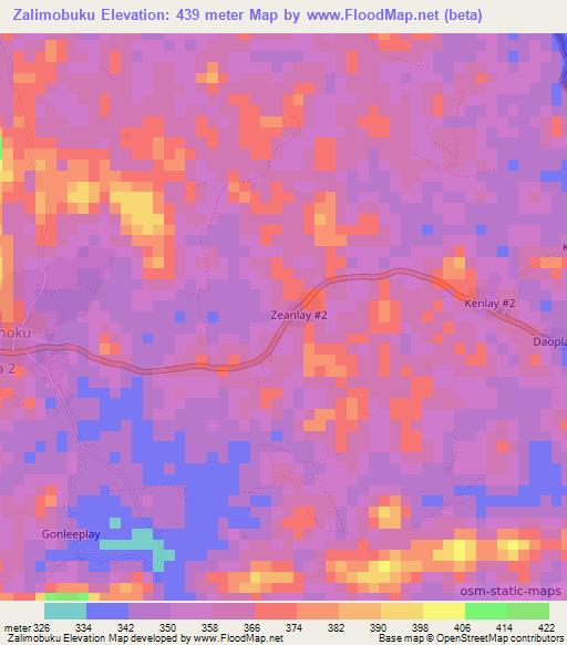 Zalimobuku,Liberia Elevation Map