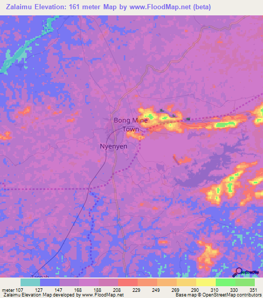 Zalaimu,Liberia Elevation Map