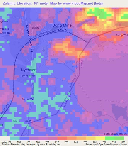 Zalaimu,Liberia Elevation Map
