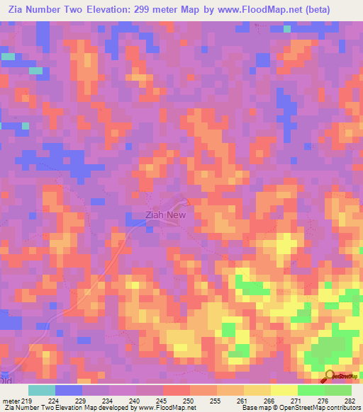 Zia Number Two,Liberia Elevation Map