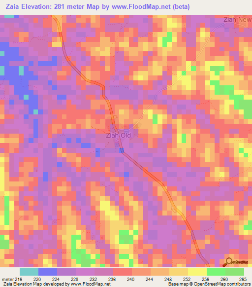 Zaia,Liberia Elevation Map