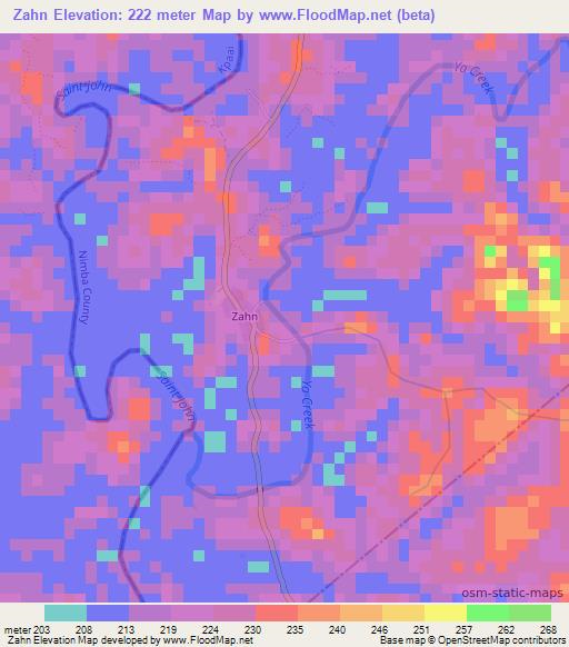 Zahn,Liberia Elevation Map