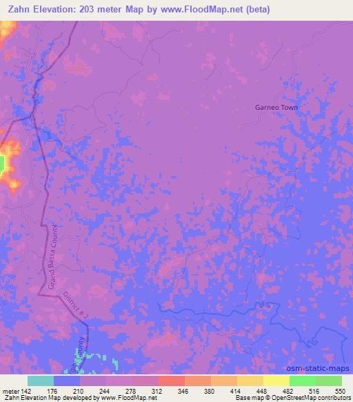 Zahn,Liberia Elevation Map