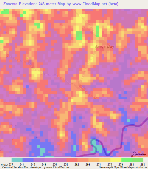 Zaazota,Liberia Elevation Map