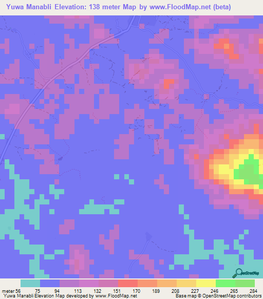 Yuwa Manabli,Liberia Elevation Map