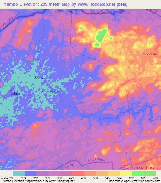 Yumbo,Liberia Elevation Map