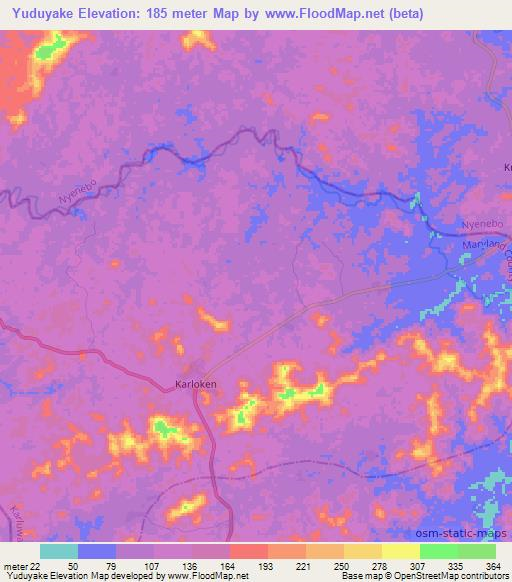Yuduyake,Liberia Elevation Map