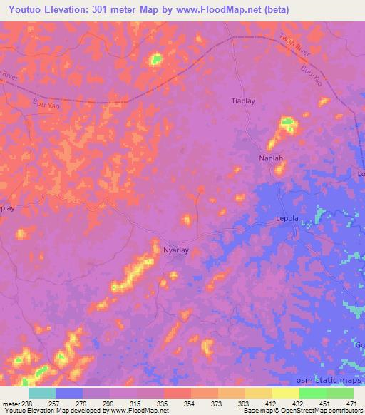 Youtuo,Liberia Elevation Map