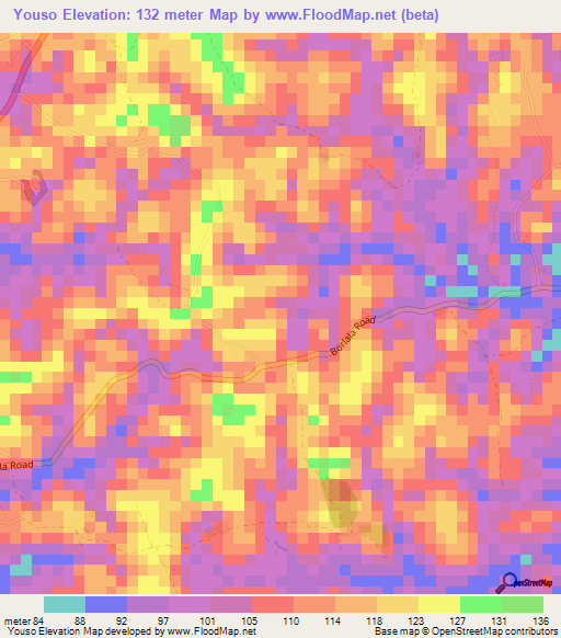 Youso,Liberia Elevation Map